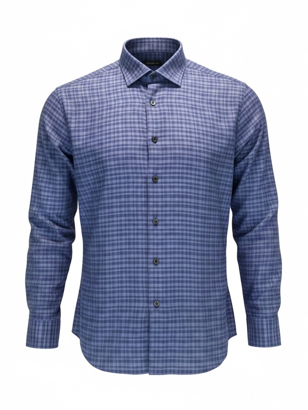 Ermenegildo Zegna Blue Linen Cotton Check Button Down Shirt